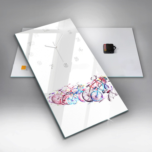 Ceas vertical de perete din sticlă Biciclete de oraș colorate