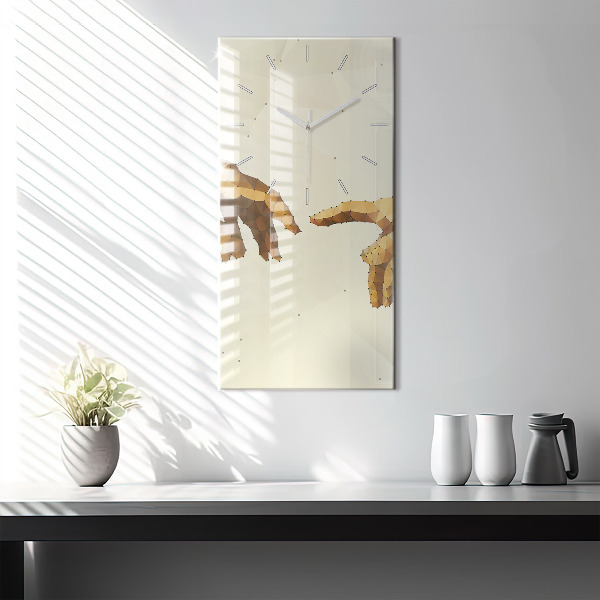 Ceas vertical de perete din sticlă Crearea lui Adam