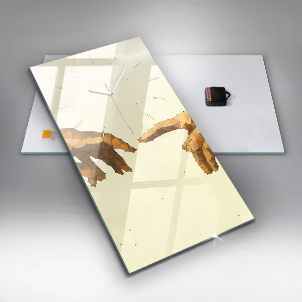 Ceas vertical de perete din sticlă Crearea lui Adam