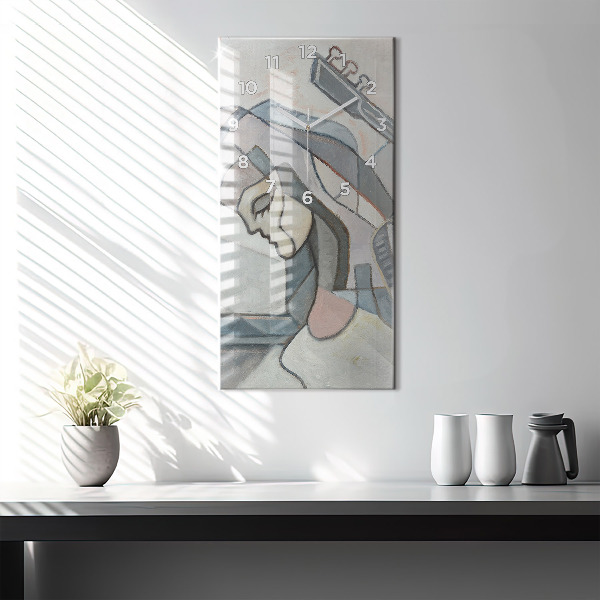 Ceas vertical de perete din sticlă Pictura abstractă
