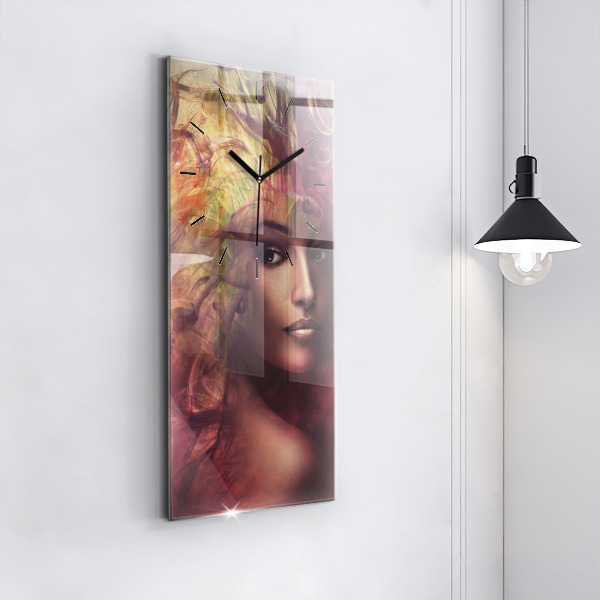 Ceas vertical de perete din sticlă Portretul unei femei