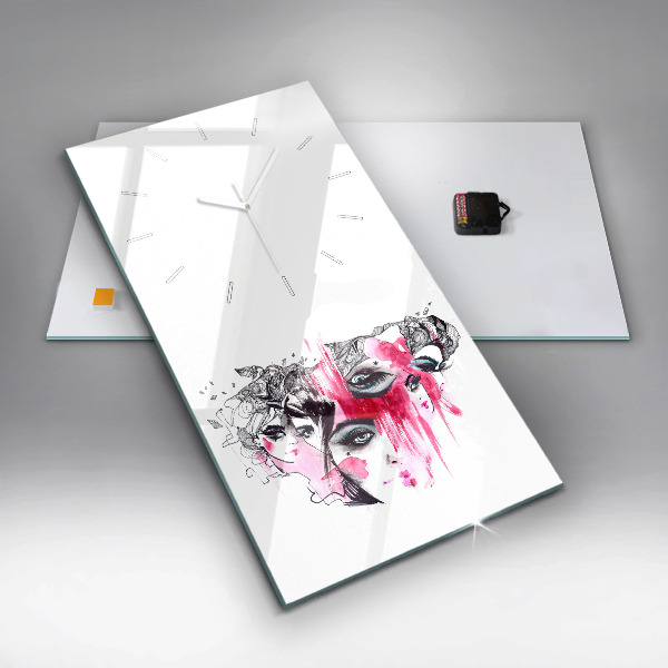 Ceas vertical de perete din sticlă Multe fețe ale abstracției