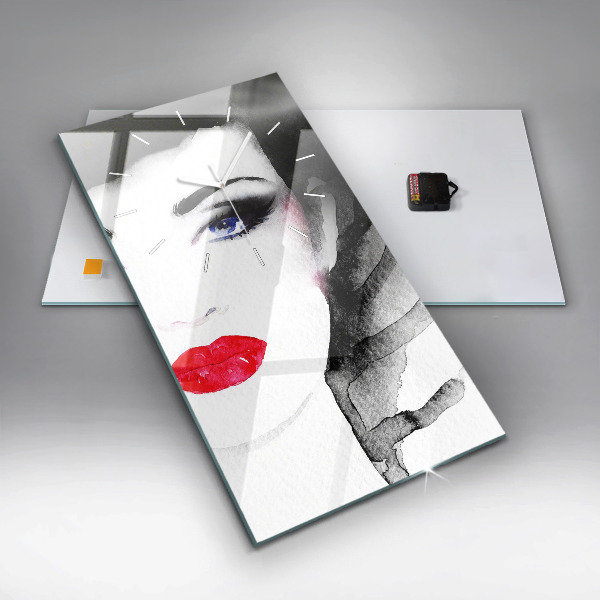 Ceas vertical de perete din sticlă Portretul unei femei