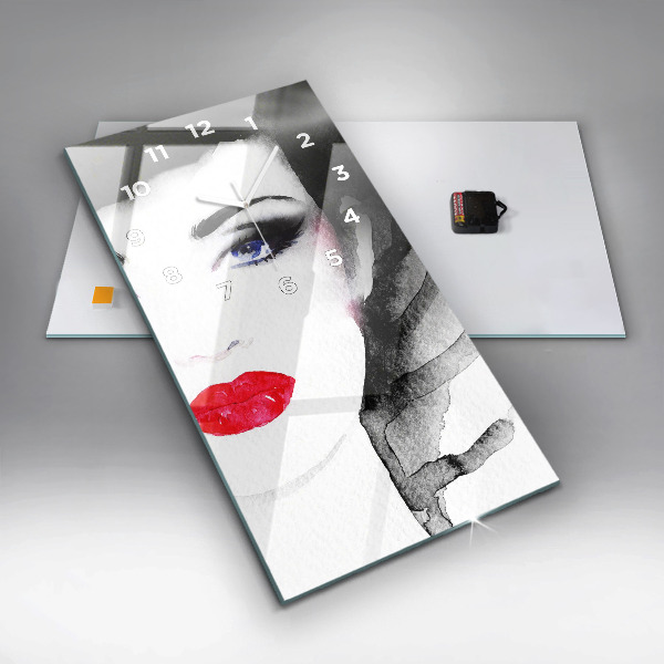 Ceas vertical de perete din sticlă Portretul unei femei