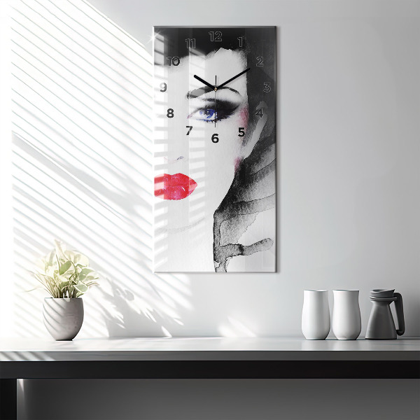 Ceas vertical de perete din sticlă Portretul unei femei