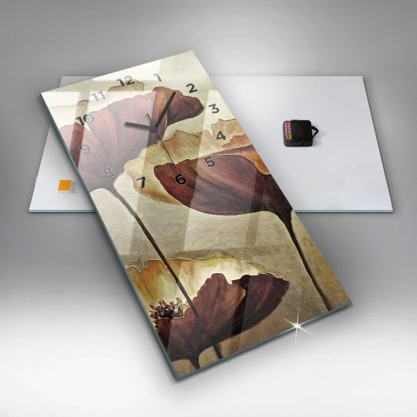 Ceas vertical de perete din sticlă Maci pictati