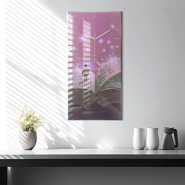 Ceas vertical de perete din sticlă Carte abstractă