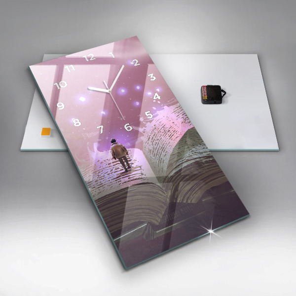 Ceas vertical de perete din sticlă Carte abstractă