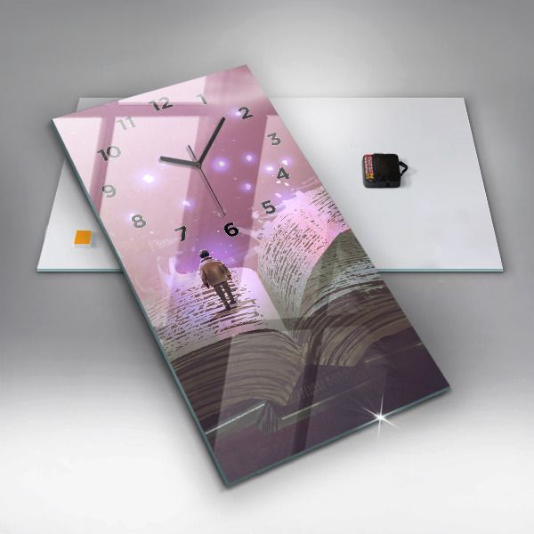 Ceas vertical de perete din sticlă Carte abstractă