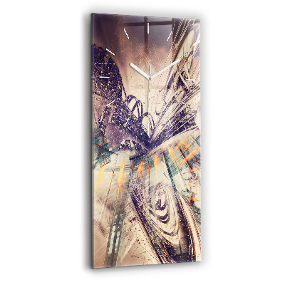 Ceas vertical de perete din sticlă Mecanism abstract