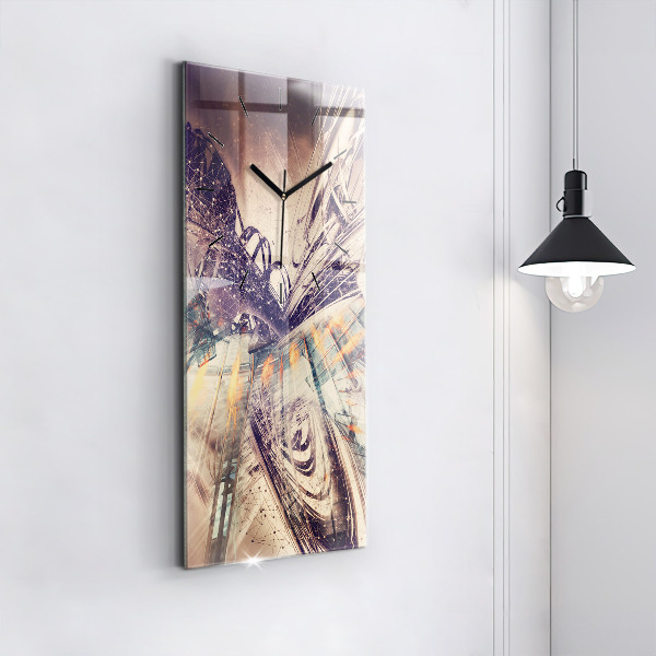 Ceas vertical de perete din sticlă Mecanism abstract
