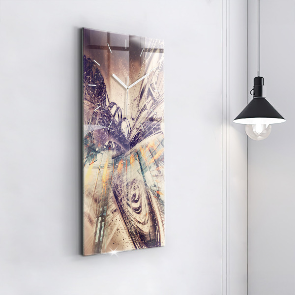 Ceas vertical de perete din sticlă Mecanism abstract