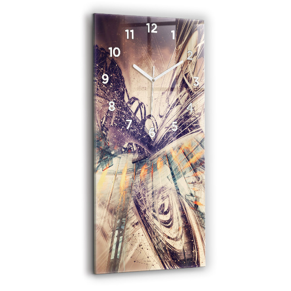 Ceas vertical de perete din sticlă Mecanism abstract
