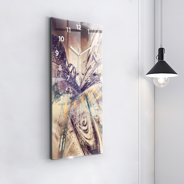 Ceas vertical de perete din sticlă Mecanism abstract