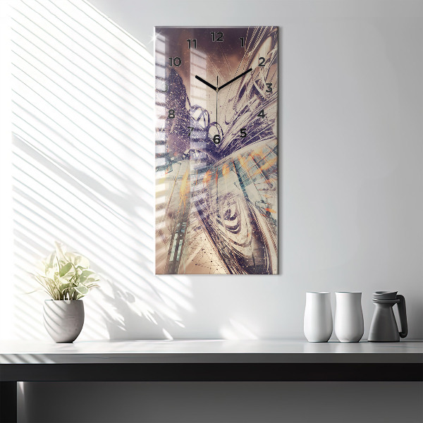 Ceas vertical de perete din sticlă Mecanism abstract