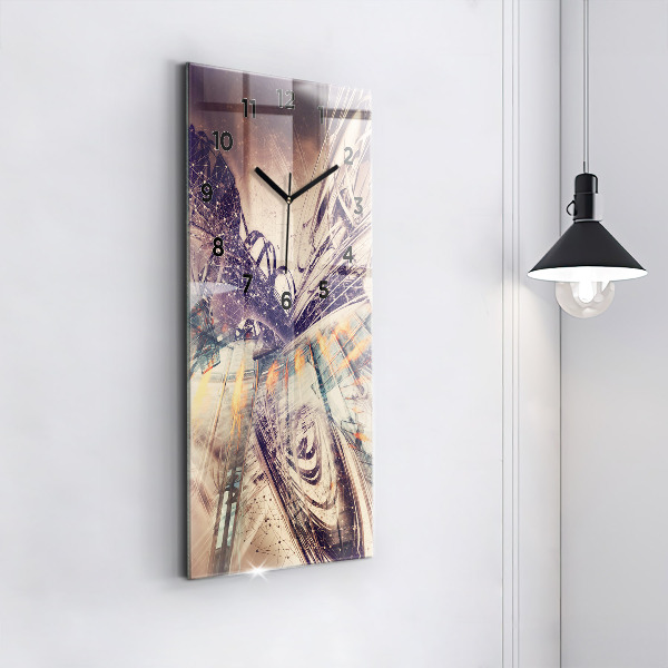 Ceas vertical de perete din sticlă Mecanism abstract