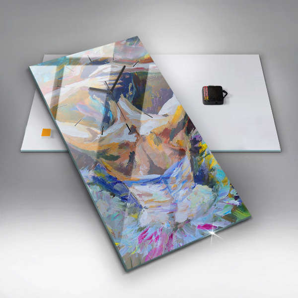 Ceas vertical de perete din sticlă Balerina pictată