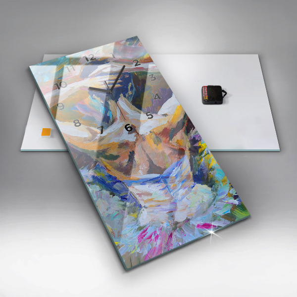 Ceas vertical de perete din sticlă Balerina pictată