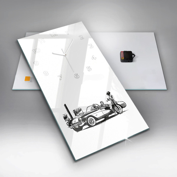 Ceas vertical de perete din sticlă Ilustrație retro