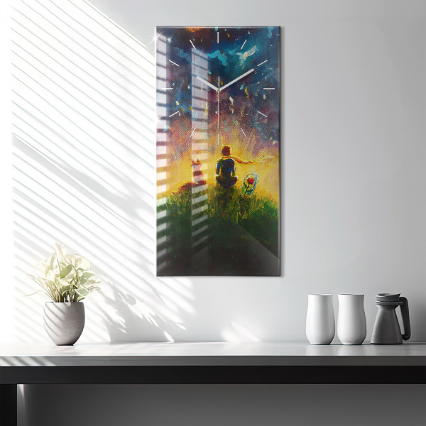 Ceas vertical de perete din sticlă Rezumat Micul Prinț