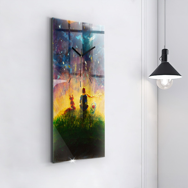 Ceas vertical de perete din sticlă Rezumat Micul Prinț