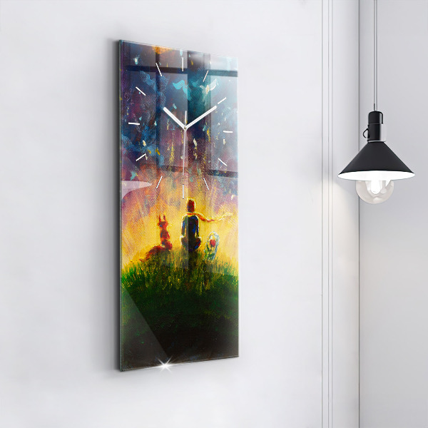 Ceas vertical de perete din sticlă Rezumat Micul Prinț