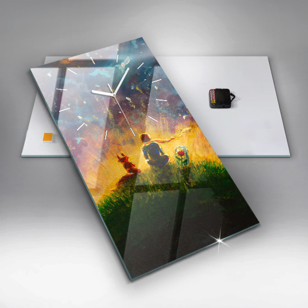 Ceas vertical de perete din sticlă Rezumat Micul Prinț