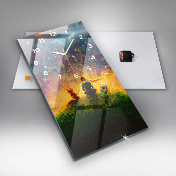 Ceas vertical de perete din sticlă Rezumat Micul Prinț