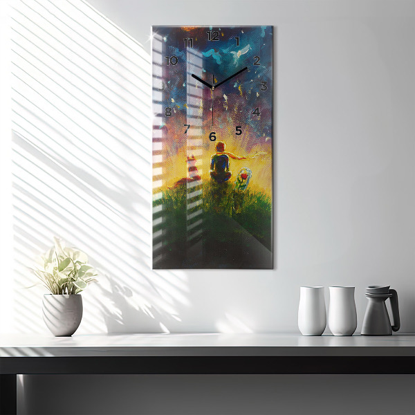 Ceas vertical de perete din sticlă Rezumat Micul Prinț