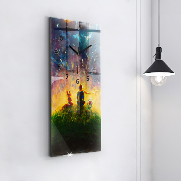 Ceas vertical de perete din sticlă Rezumat Micul Prinț