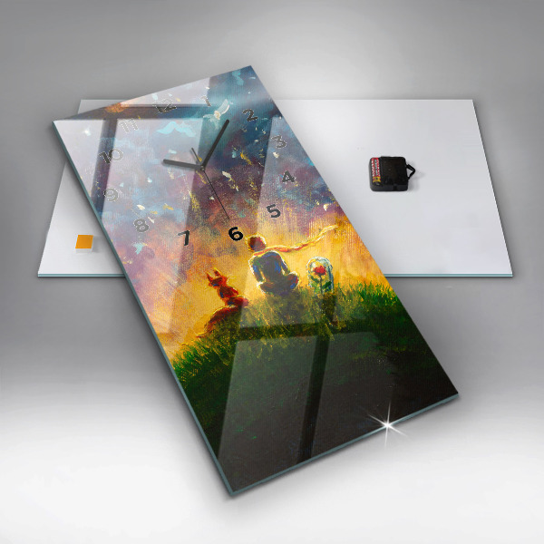 Ceas vertical de perete din sticlă Rezumat Micul Prinț