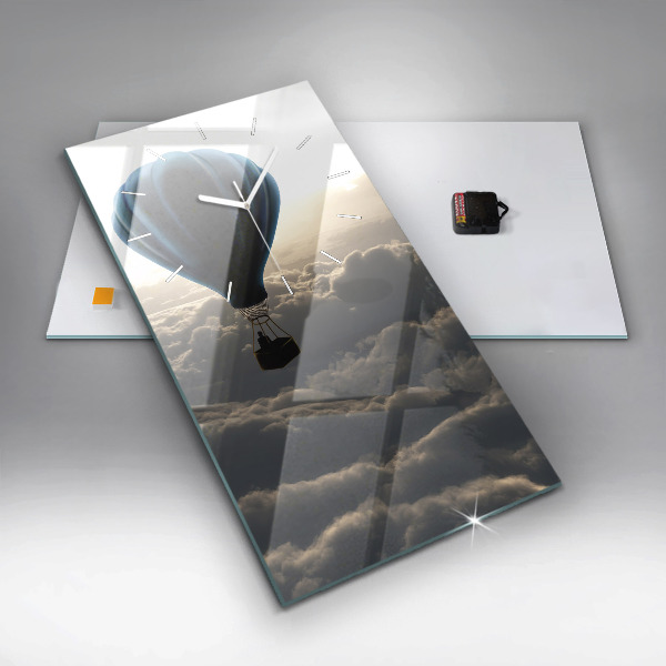 Ceas vertical de perete din sticlă Balon pe cer