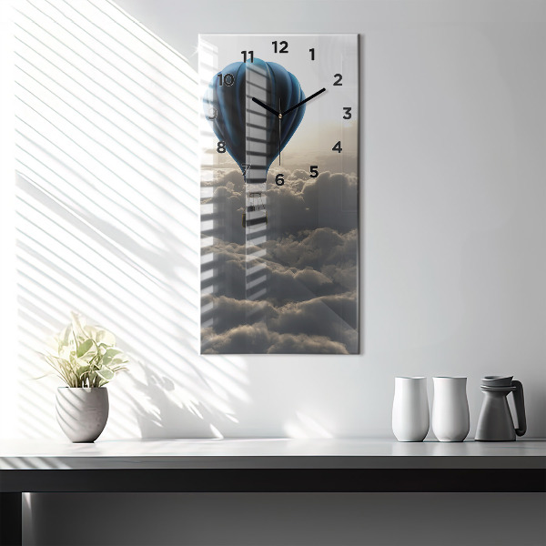 Ceas vertical de perete din sticlă Balon pe cer