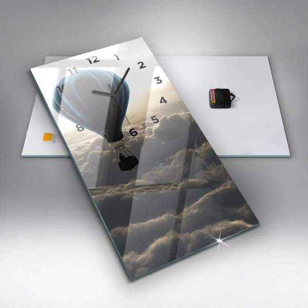 Ceas vertical de perete din sticlă Balon pe cer