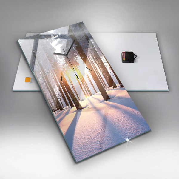 Ceas vertical de perete din sticlă Apus de soare din pădure