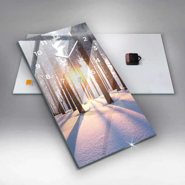 Ceas vertical de perete din sticlă Apus de soare din pădure