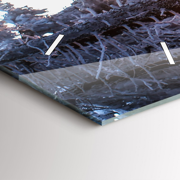 Ceas vertical de perete din sticlă Apus de soare din pădure