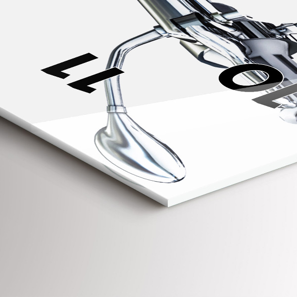 Ceas vertical de perete din sticlă Motocicletă neagră