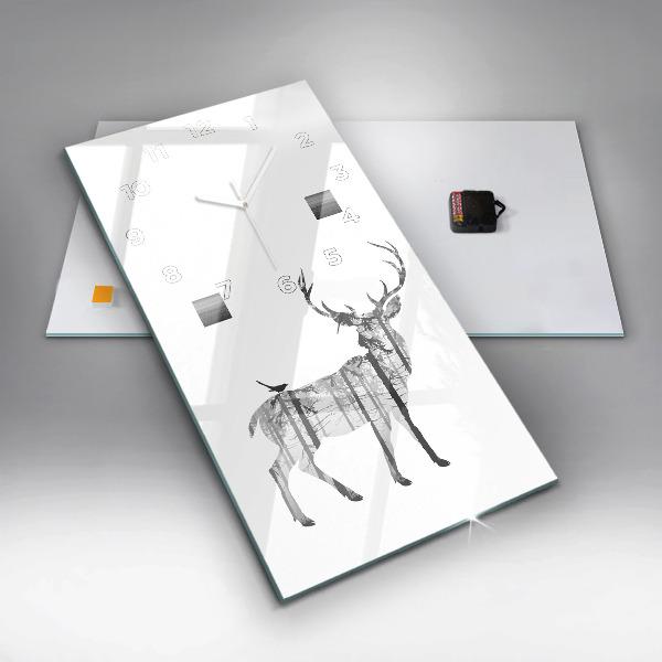 Ceas vertical de perete din sticlă Siluetă a unui cerb de pădure