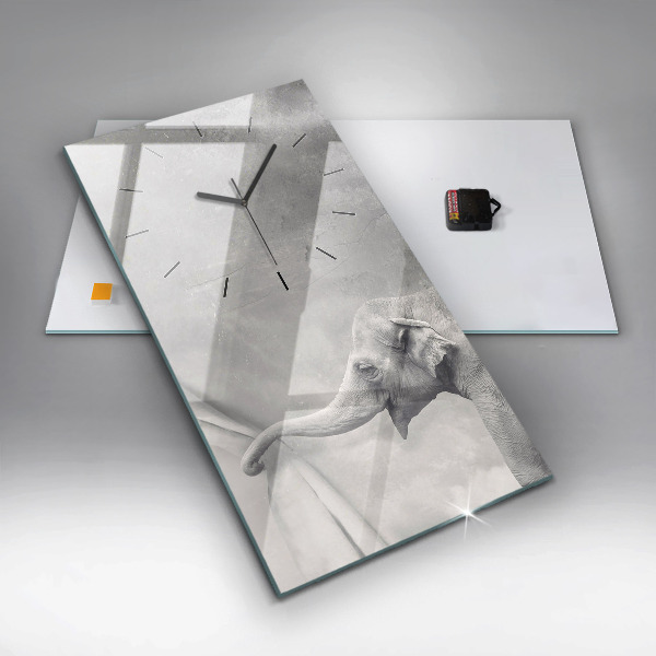 Ceas vertical de perete din sticlă Elefant