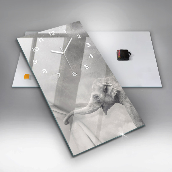 Ceas vertical de perete din sticlă Elefant