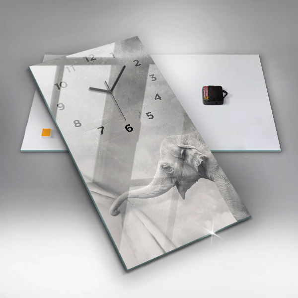 Ceas vertical de perete din sticlă Elefant