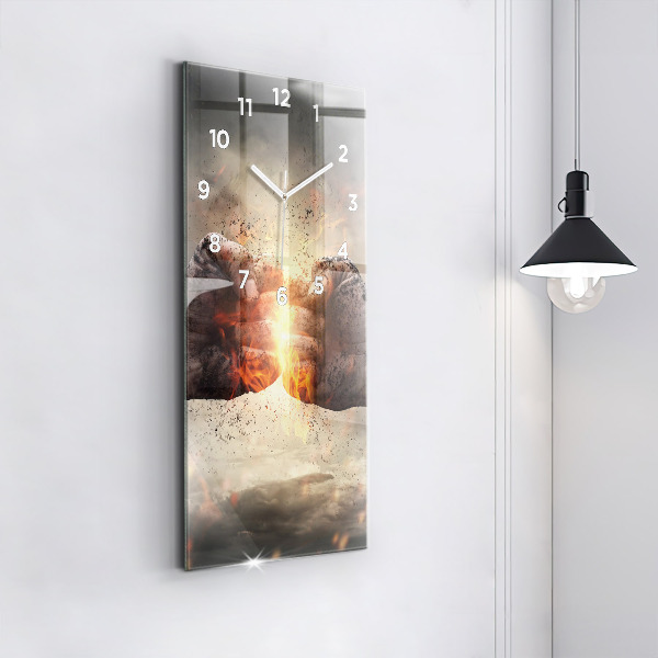 Ceas vertical de perete din sticlă Pumnii Puterea Puterea