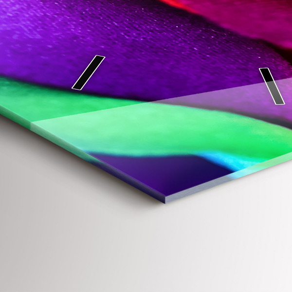 Ceas vertical de perete din sticlă Trandafir curcubeu