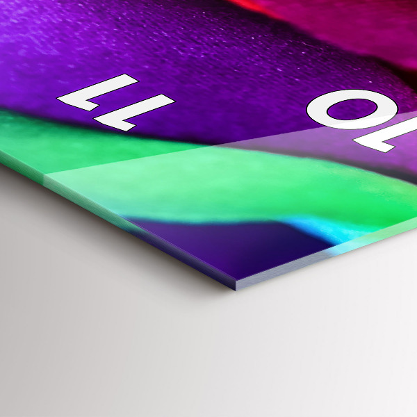 Ceas vertical de perete din sticlă Trandafir curcubeu