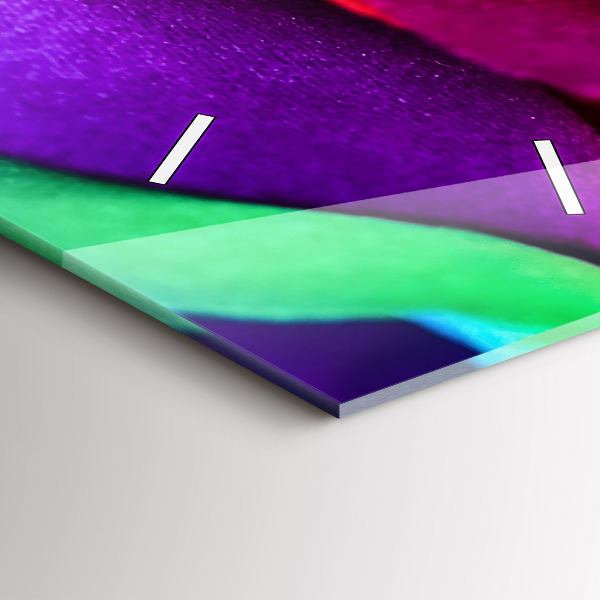 Ceas vertical de perete din sticlă Trandafir curcubeu