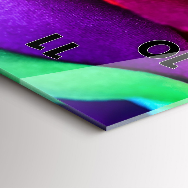 Ceas vertical de perete din sticlă Trandafir curcubeu