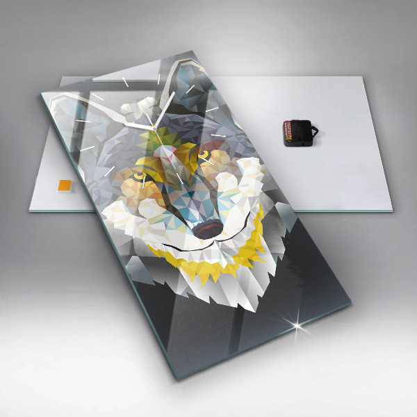 Ceas vertical de perete din sticlă Cap de lup