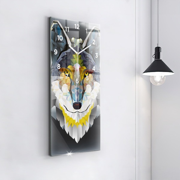 Ceas vertical de perete din sticlă Cap de lup