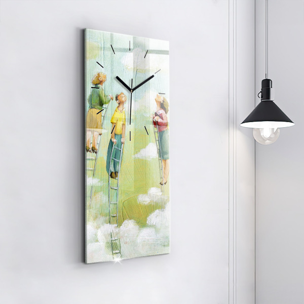 Ceas vertical de perete din sticlă Oameni pe scară